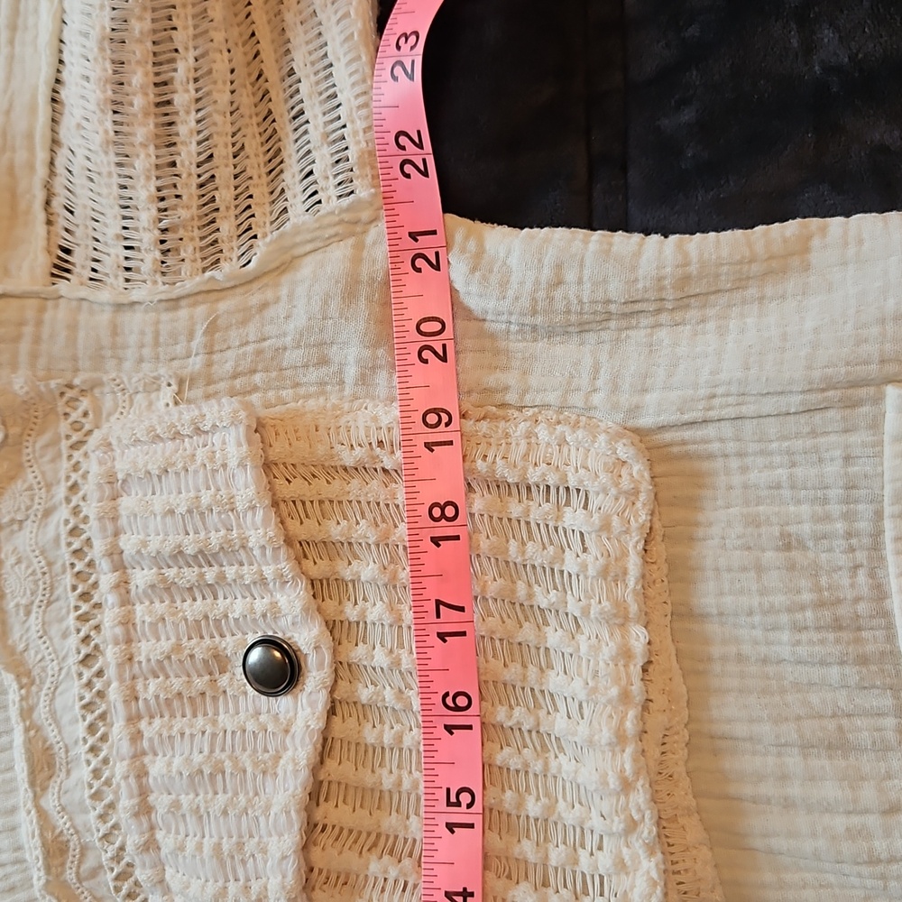 POL Rare Cream Patchwork Textured Oversized Shacket / Top, S, Boho, Ethereal - Picture 7 of 9